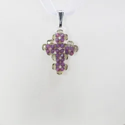 Pendant 30cm - Trevina-Violet Organza - Pendant 30cm - Laiton argenté